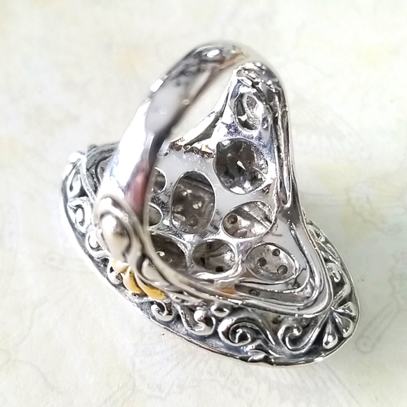 NWT Sterling Silver 925 14k Gold Filled Cubic Zirconia Cross Ring SZ 7.5 - Picture 8 of 15